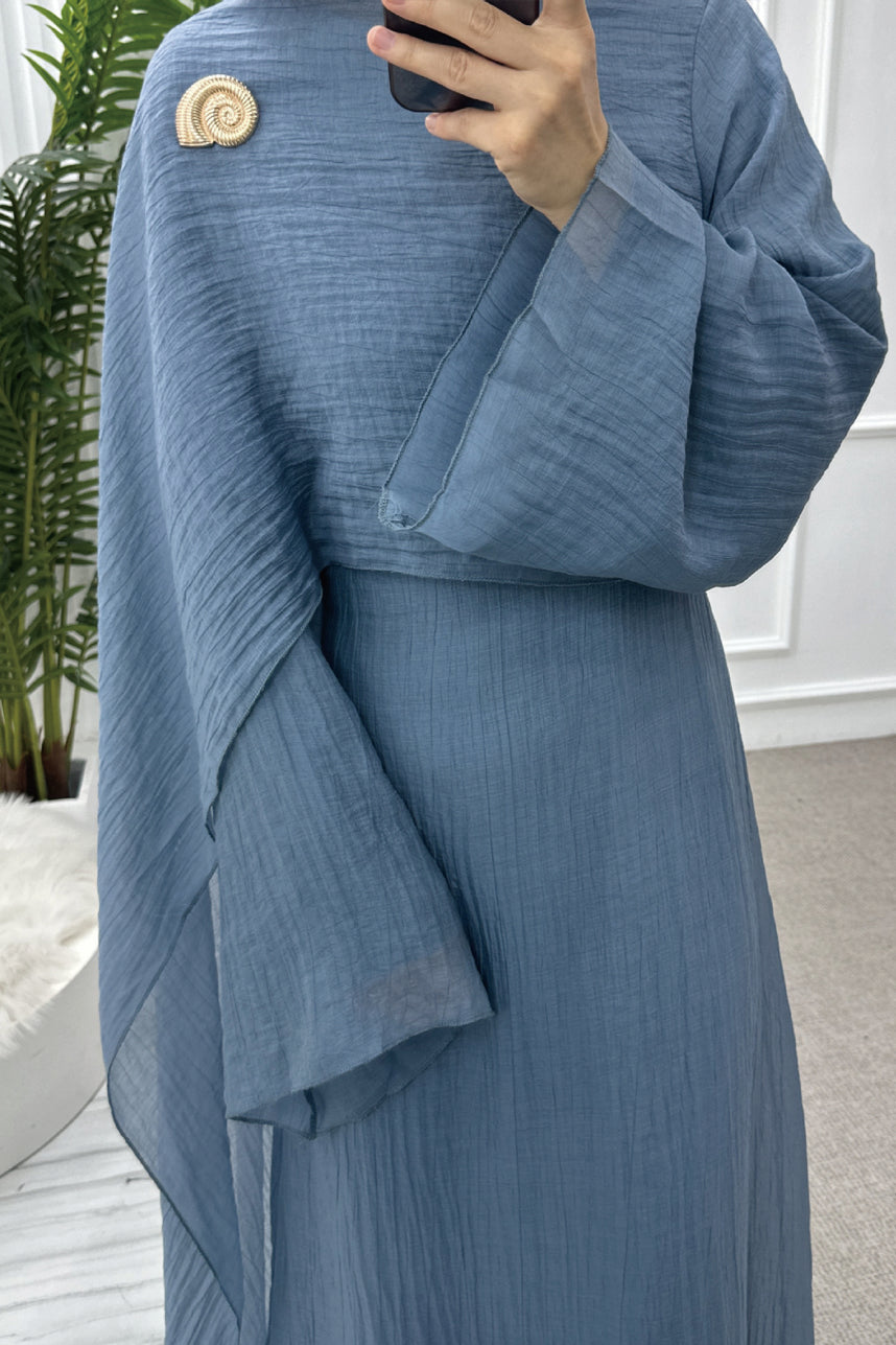 Serenne Double-Layer Elegant Modest Dress 1088 – Blue