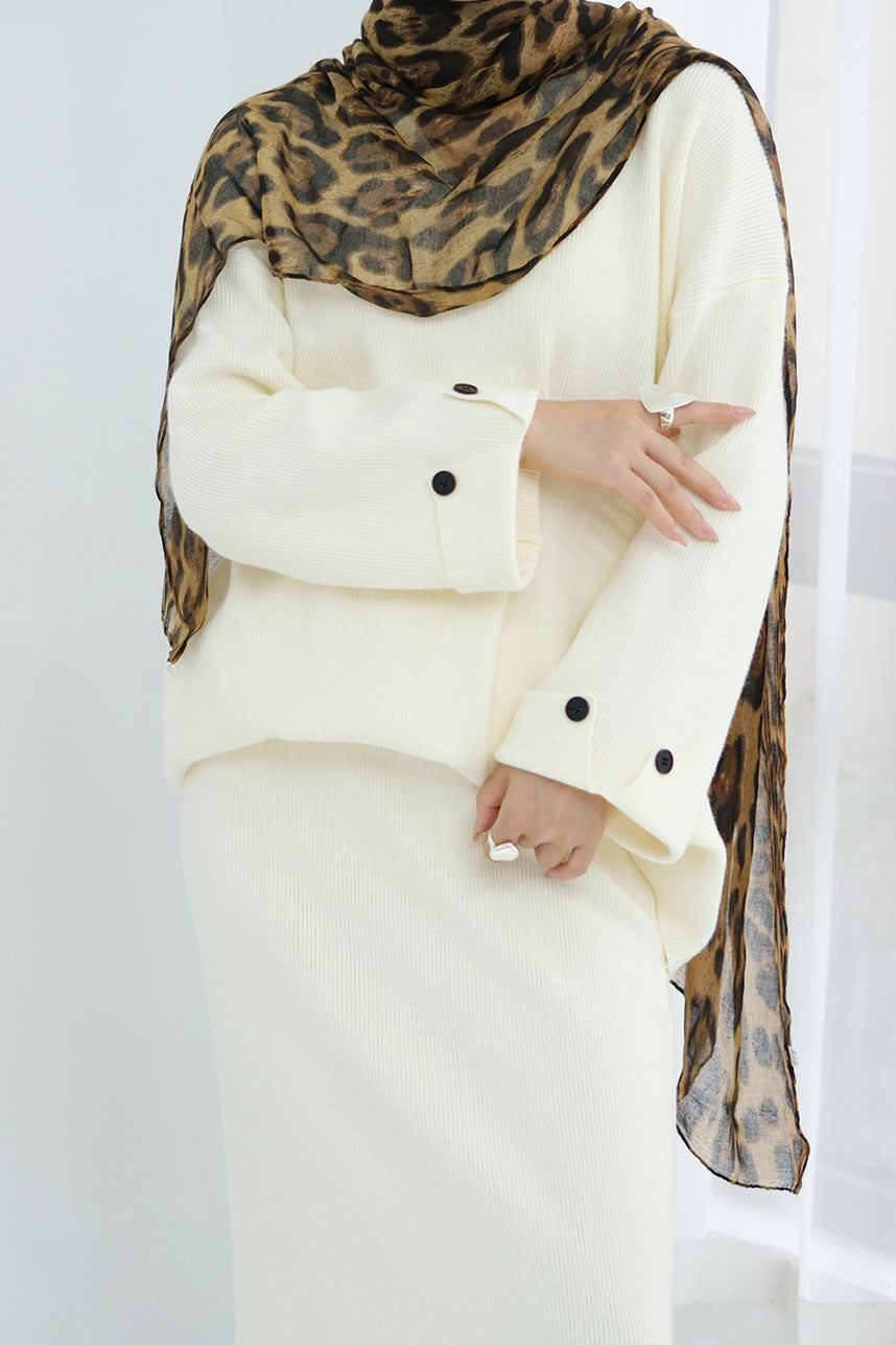 Serenya Thick-Knit Two-Piece Modest Set WDM005 – White