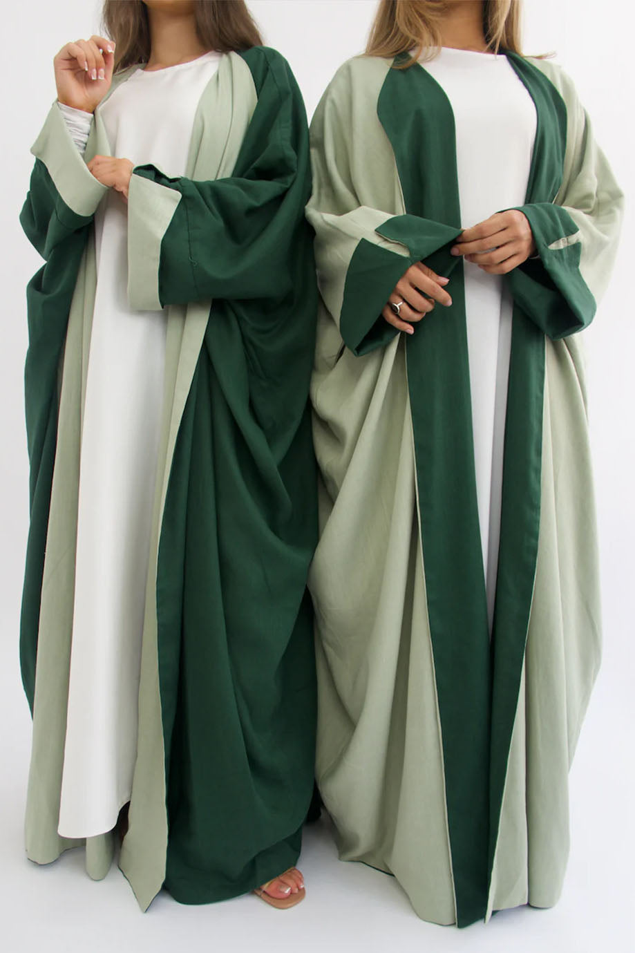 Celira Reversible Elegant Open Abaya Cardigan 736 – Green