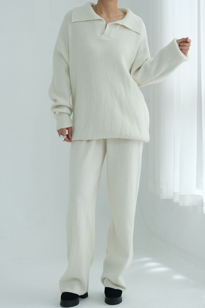 Monara Collared Thick-Knit Two-Piece Modest Set 008 – White