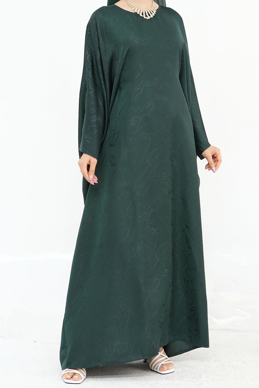 Horizon Subtle-Pattern Elegant  Abaya LRDB005 – Green