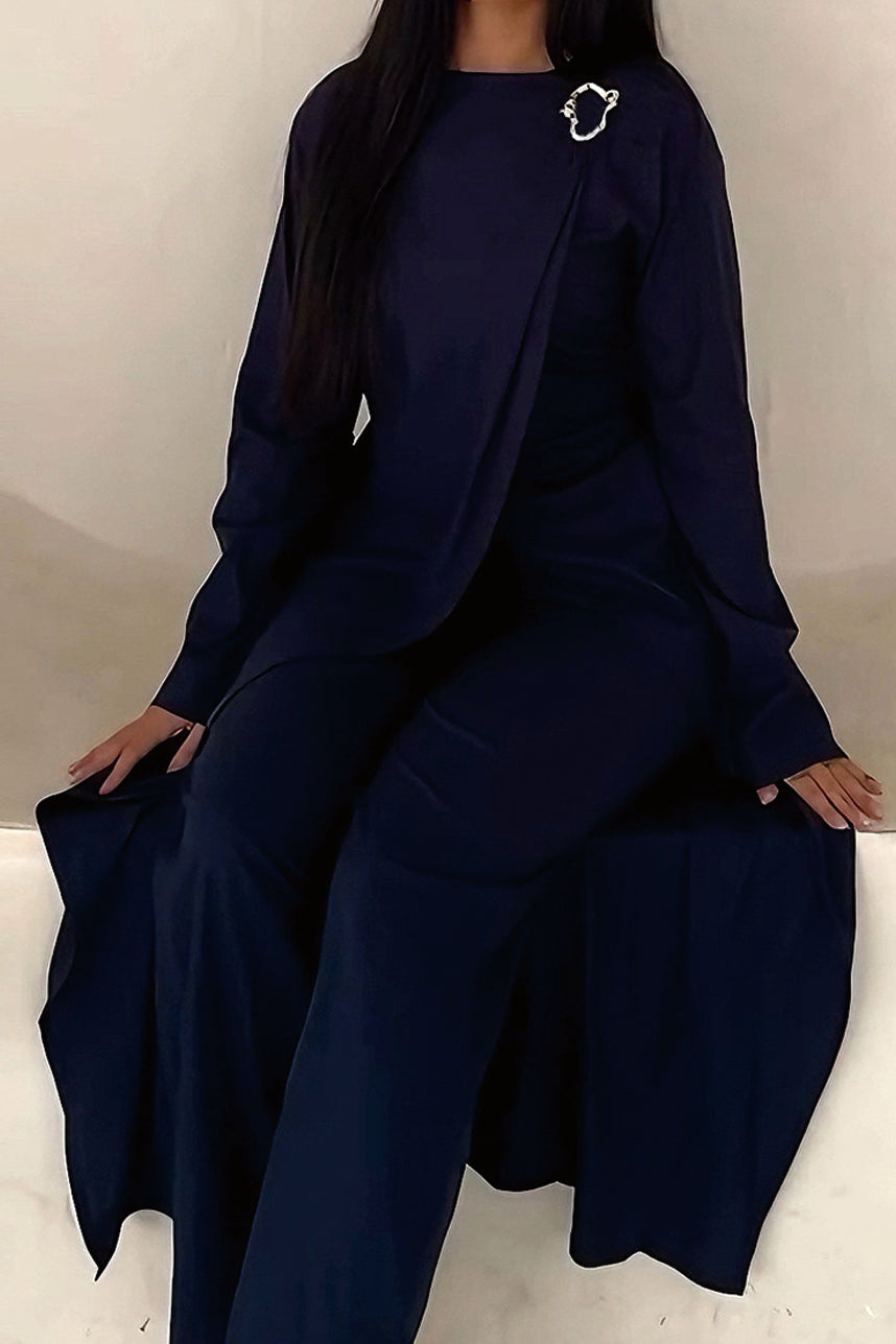 Elowen Elegant Draped Modest Ensemble 1103 – Blue