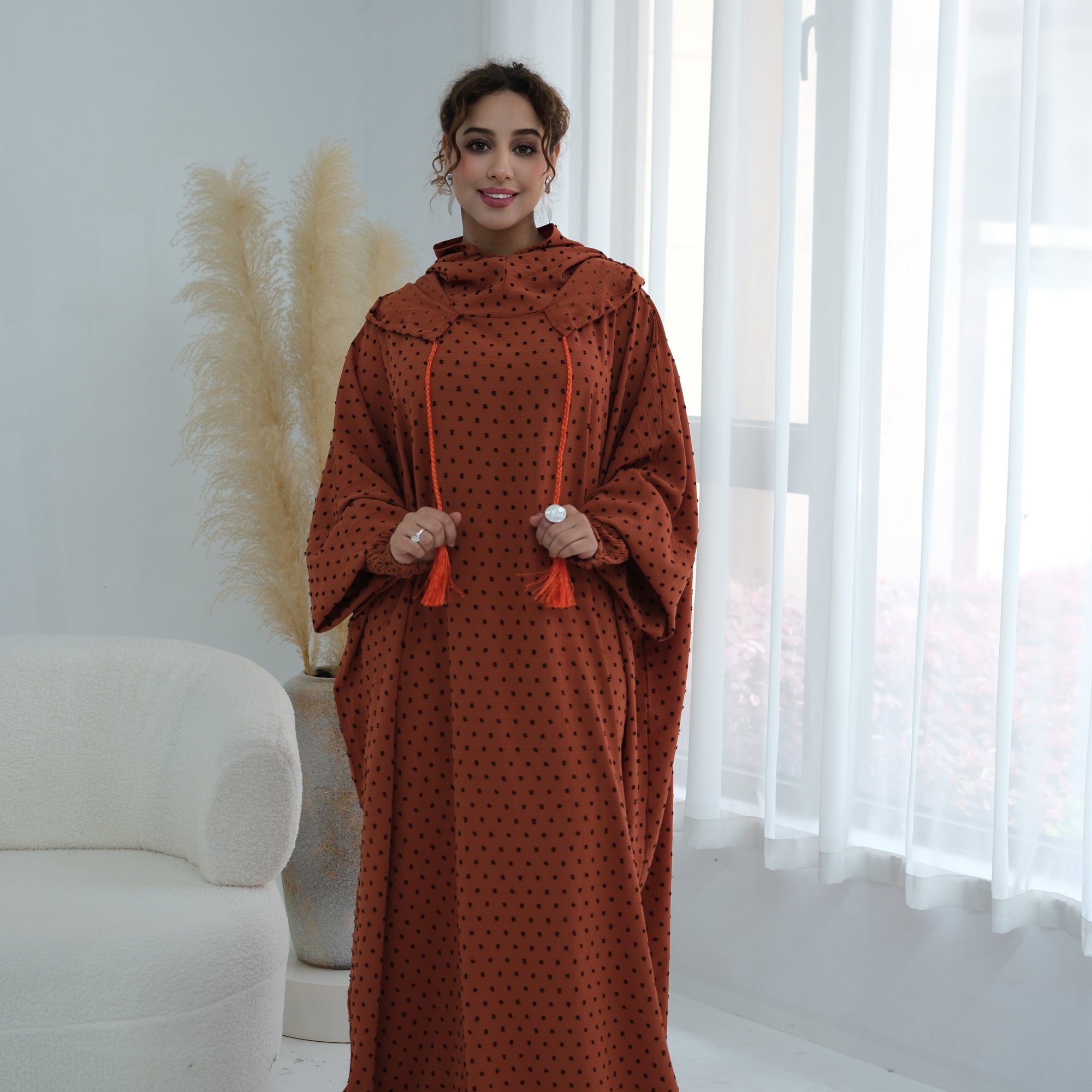 Tight cuff polka dot embroidery loose large dress LR1196