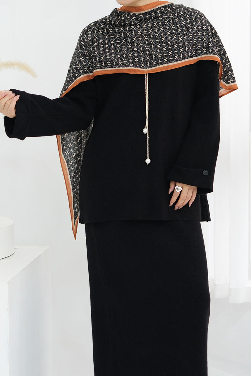 Serenya Thick-Knit Two-Piece Modest Set WDM005 – Black