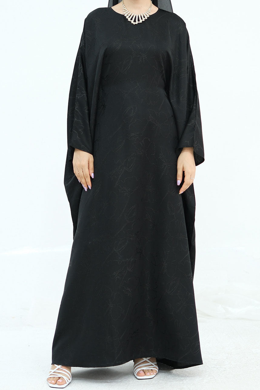 Horizon Subtle-Pattern Elegant  Abaya LRDB005 – Black