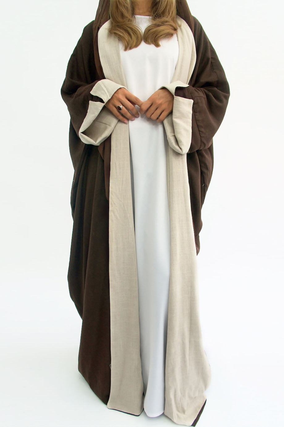 Celira Reversible Elegant Open Abaya Cardigan 736 – Coffee