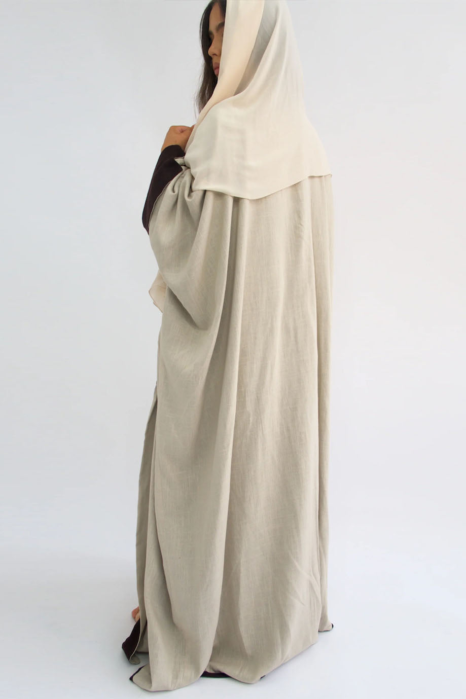 Celira Reversible Elegant Open Abaya Cardigan 736 – Coffee