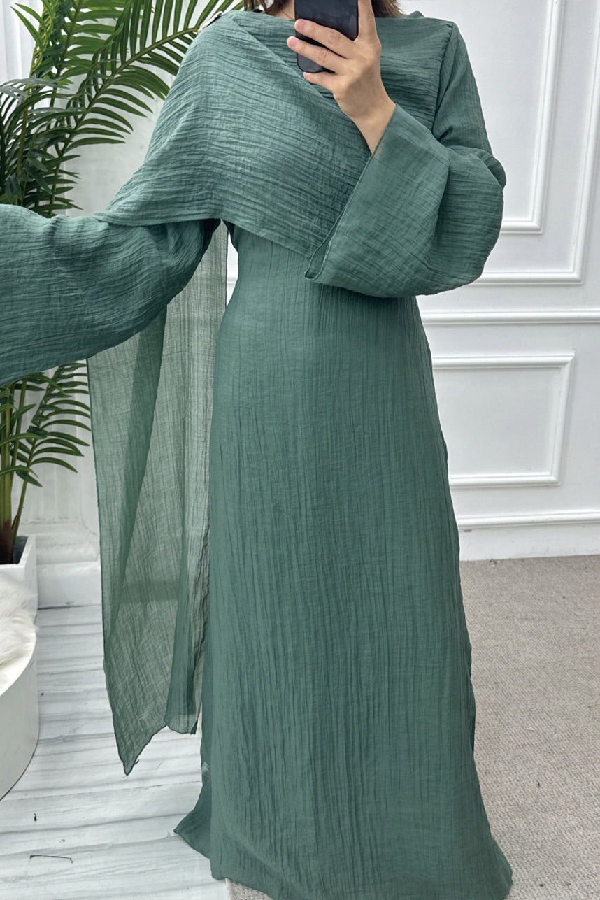 Serenne Double-Layer Elegant Modest Dress 1088 – Green