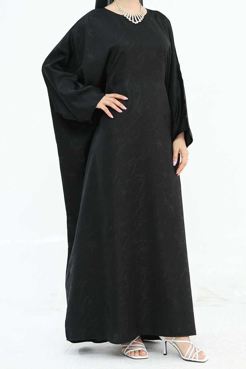 Horizon Subtle-Pattern Elegant  Abaya LRDB005 – Black
