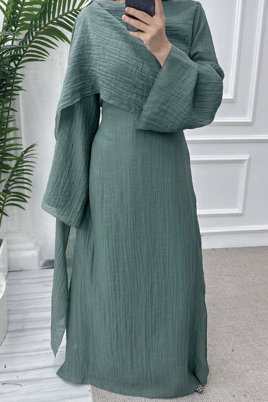 Serenne Double-Layer Elegant Modest Dress 1088 – Green