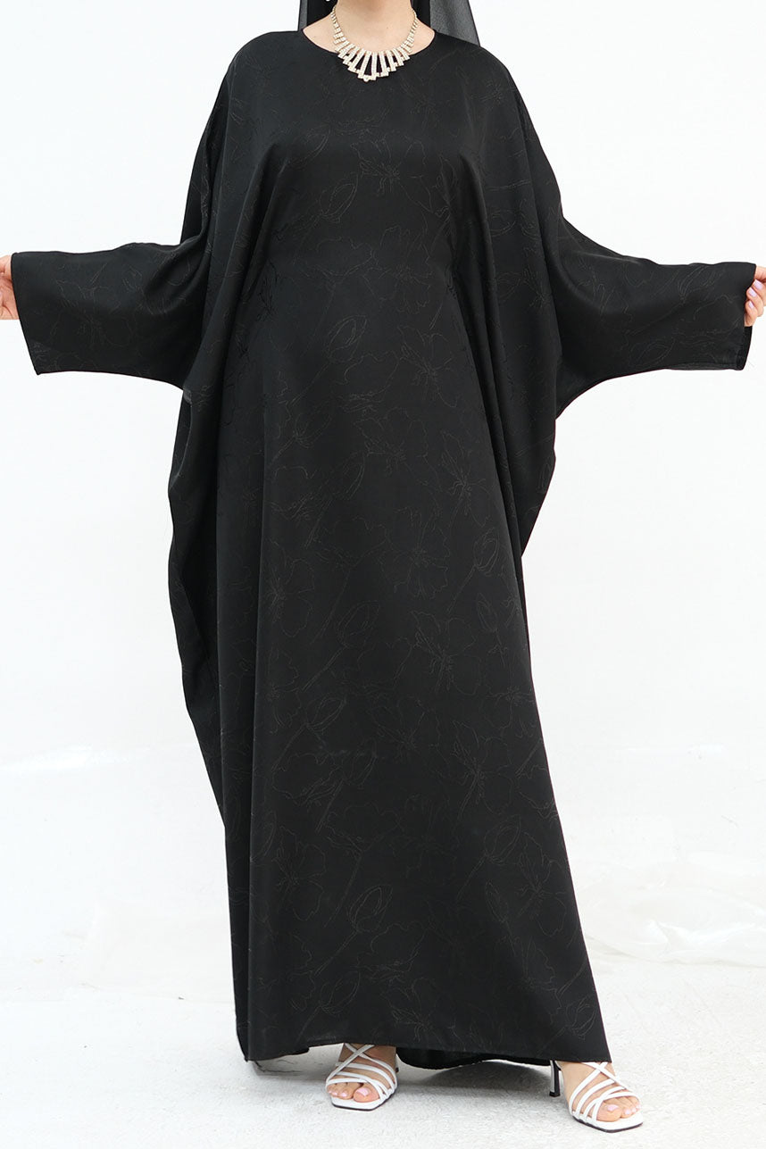 Horizon Subtle-Pattern Elegant  Abaya LRDB005 – Black