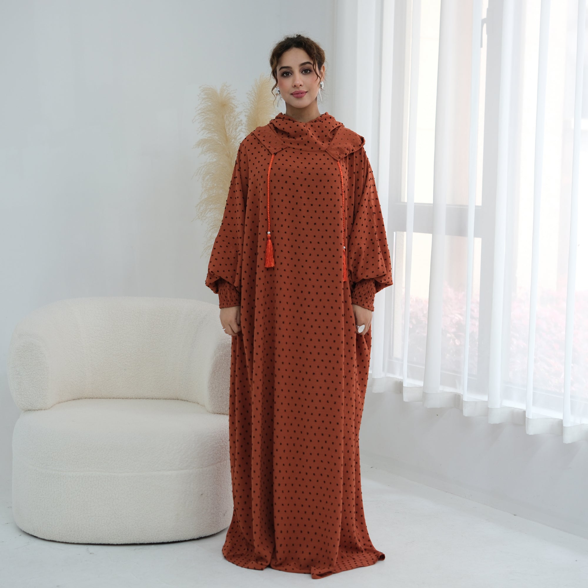 Tight cuff polka dot embroidery loose large dress LR1196