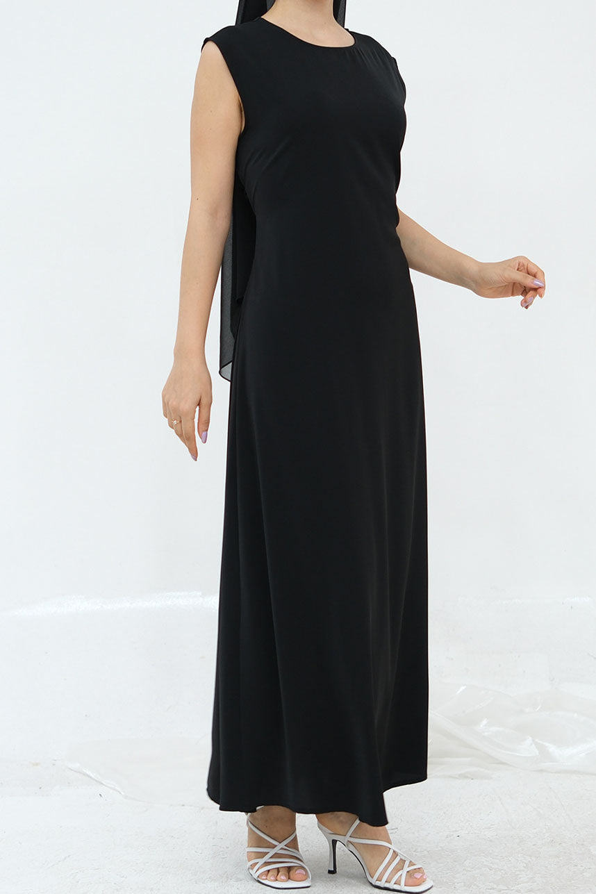 Meher Solid Nida Sleeveless Inner Abaya 1003 - Black