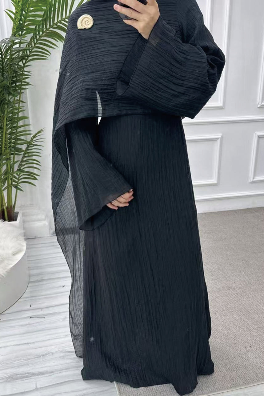 Serenne Double-Layer Elegant Modest Dress 1088 – Black
