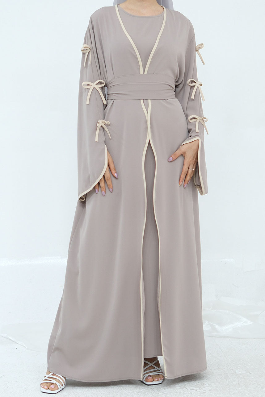Yasira Nida Elegant Bow-Tie Open Abaya 962 - Taro