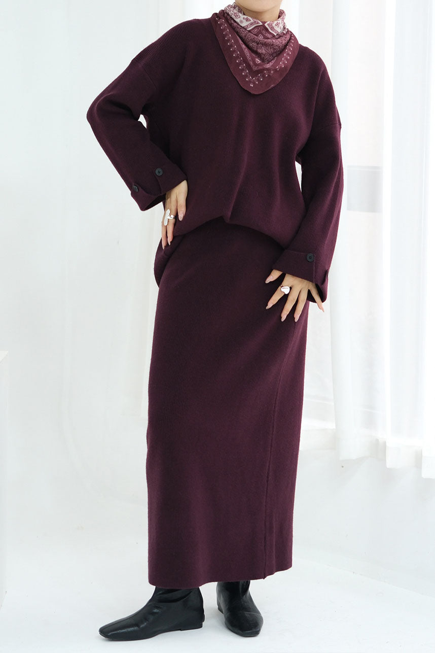 Serenya Thick-Knit Two-Piece Modest Set WDM005 – Purple