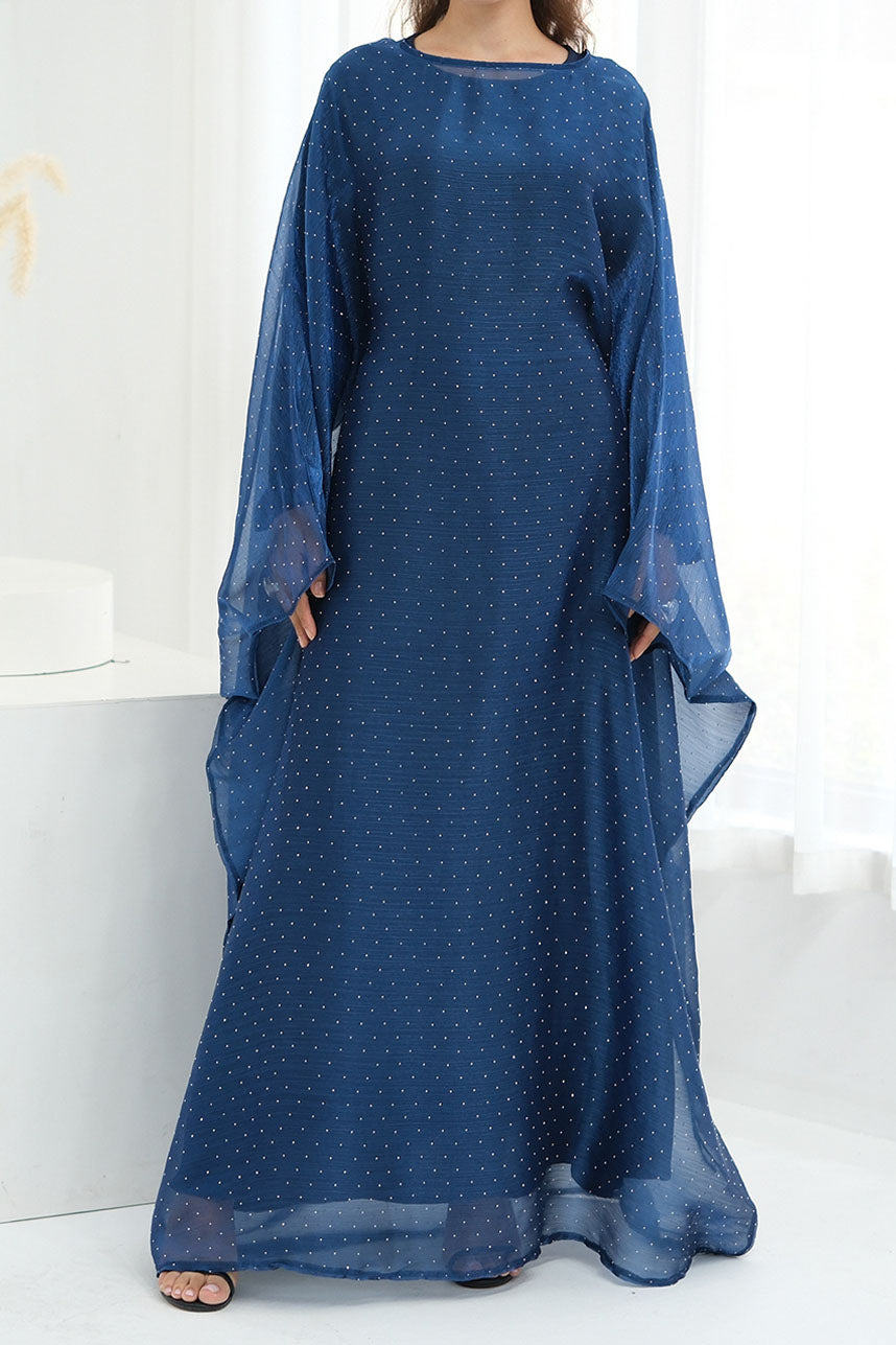 Aria Rhinestone-Embellished Elegant  Dress 1045 – Dark Blue