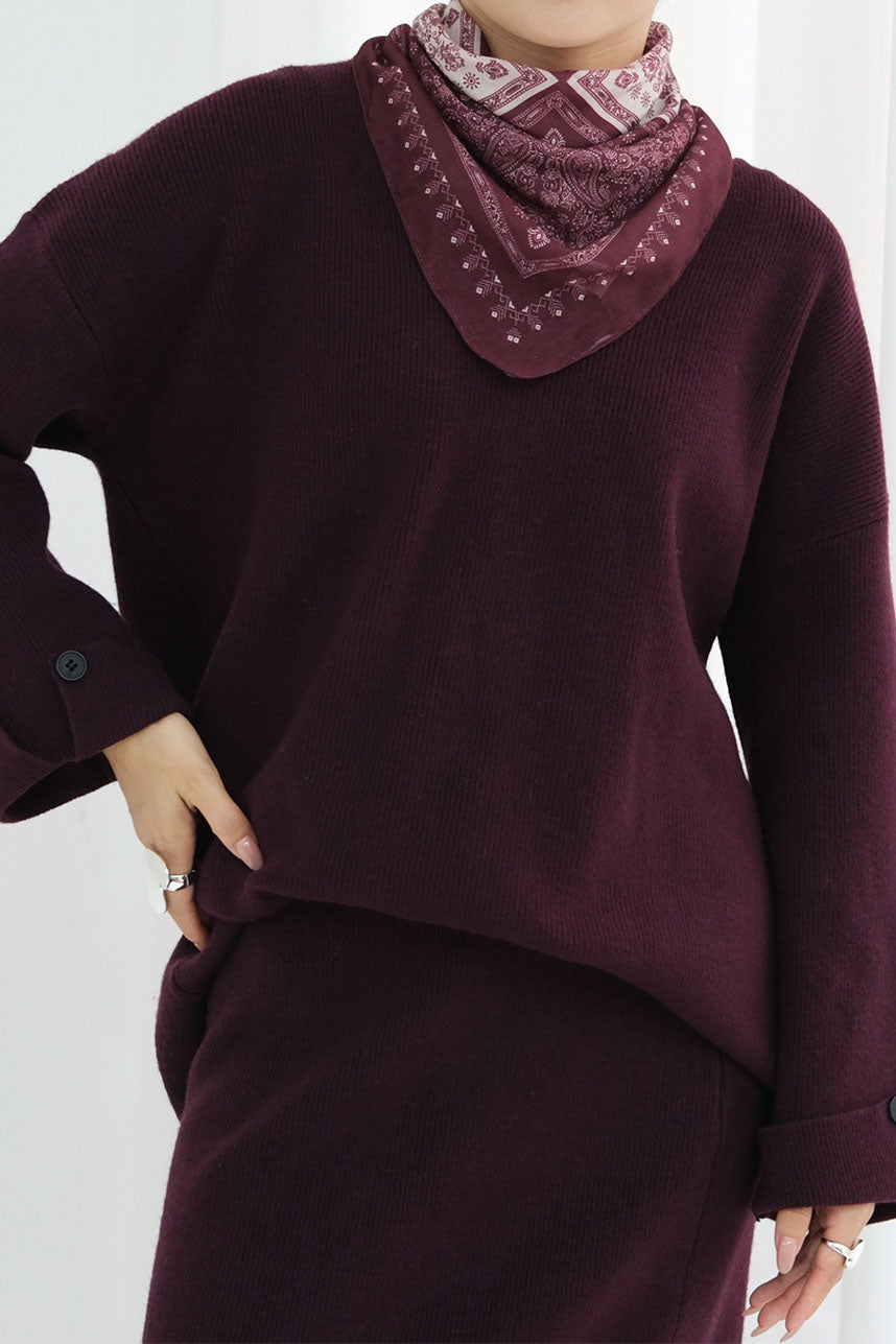 Serenya Thick-Knit Two-Piece Modest Set WDM005 – Purple
