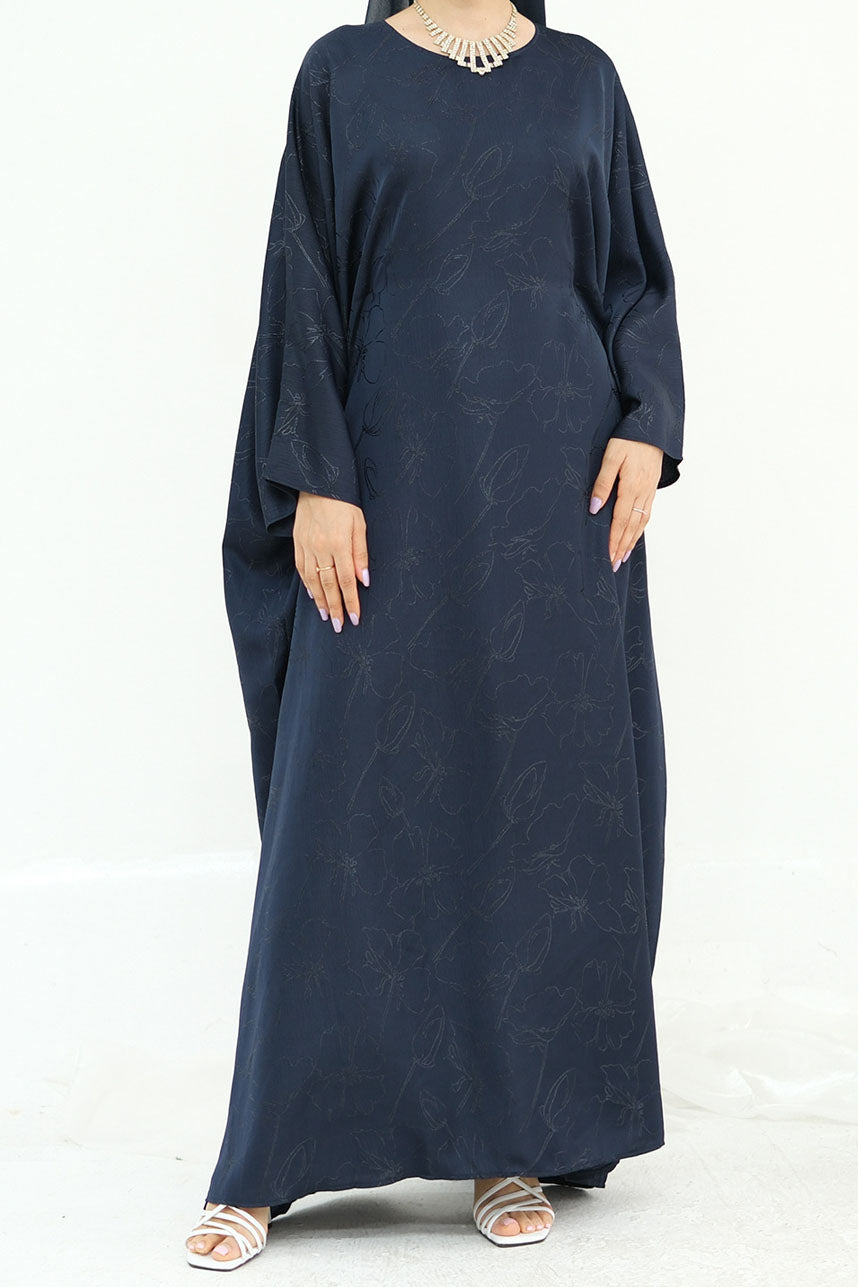Horizon Subtle-Pattern Elegant  Abaya LRDB005 – Blue