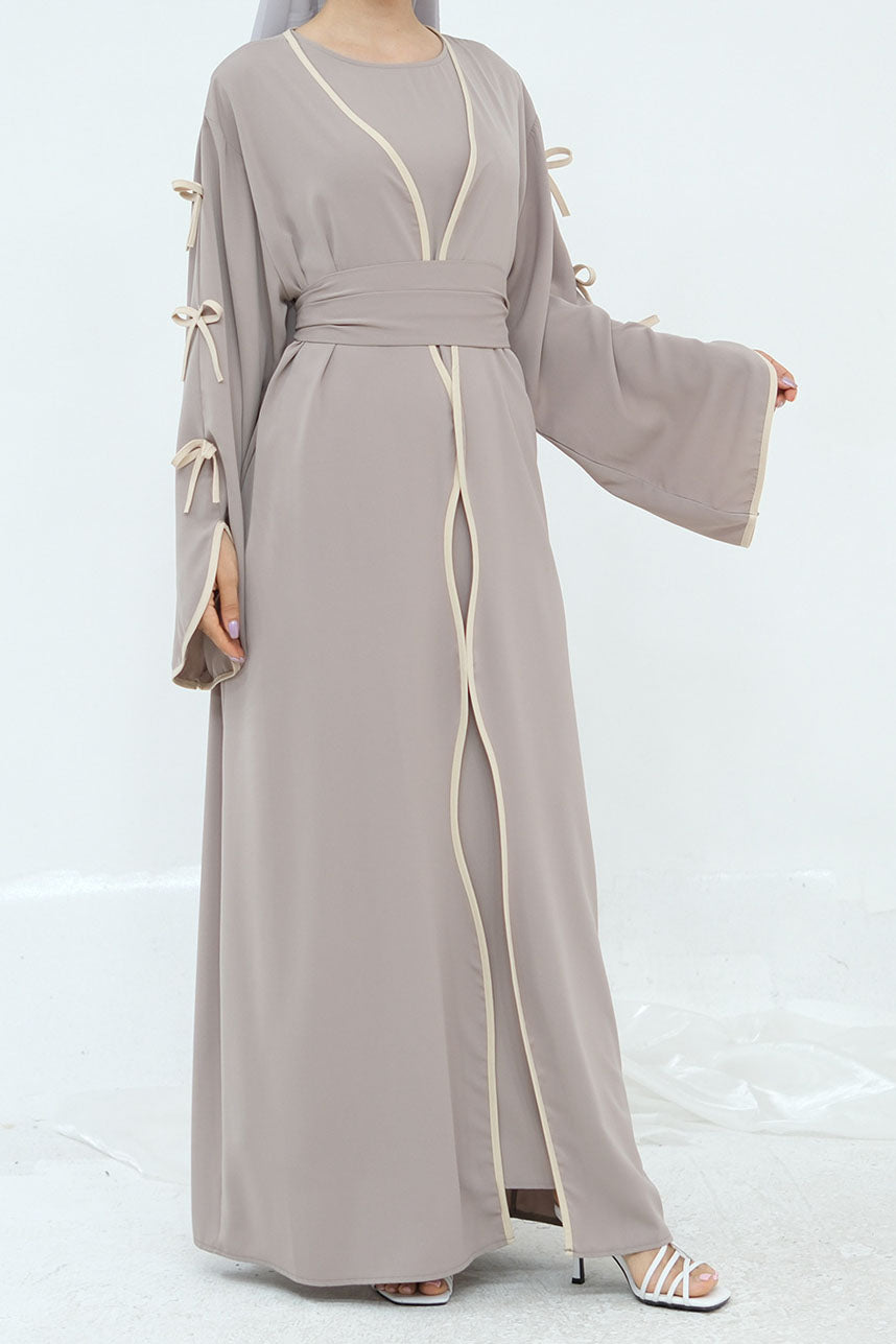 Yasira Nida Elegant Bow-Tie Open Abaya 962 - Taro