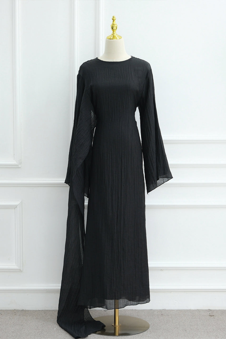 Serenne Double-Layer Elegant Modest Dress 1088 – Black