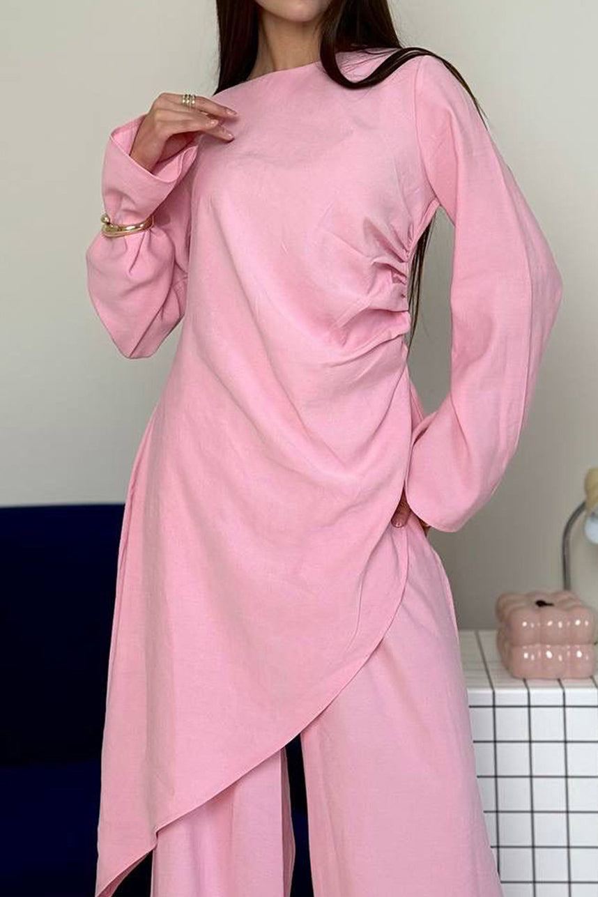 Solaya Draped Asymmetrical Modest Ensemble 1105 – Pink