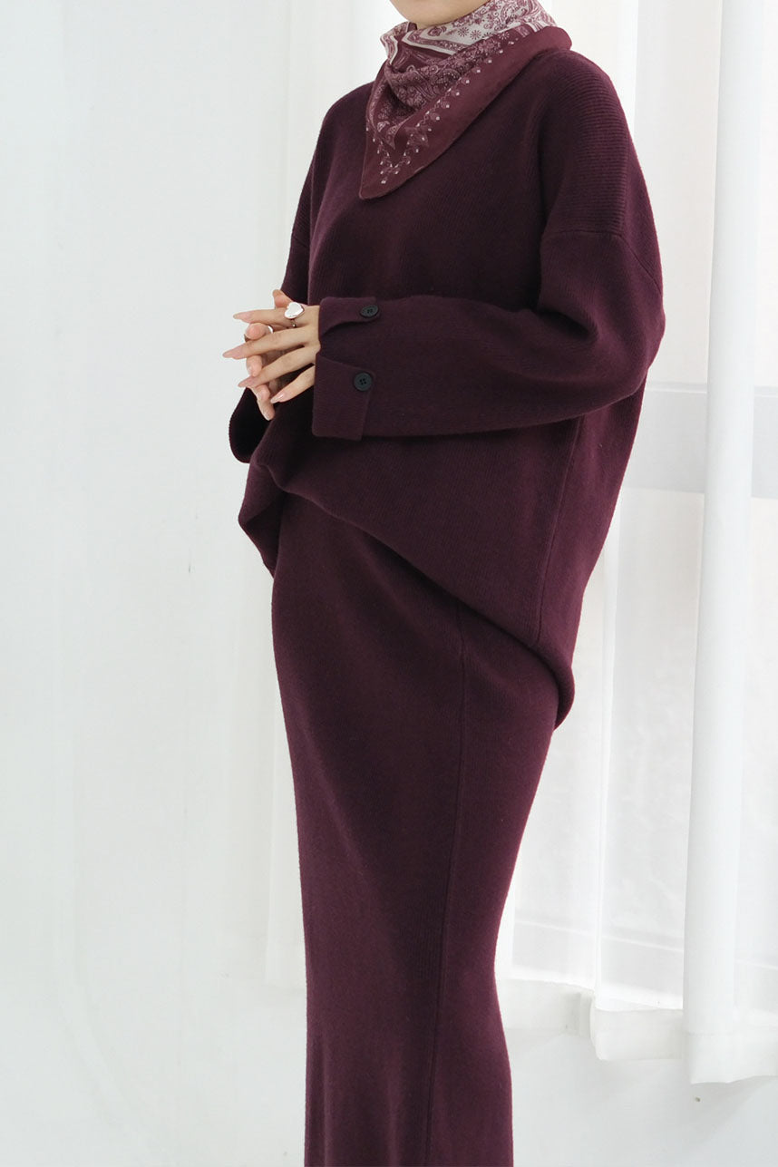 Serenya Thick-Knit Two-Piece Modest Set WDM005 – Purple