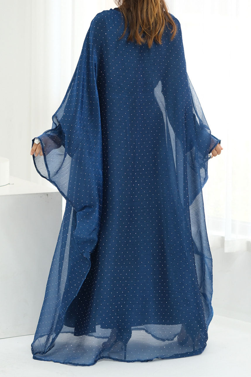 Aria Rhinestone-Embellished Elegant  Dress 1045 – Dark Blue