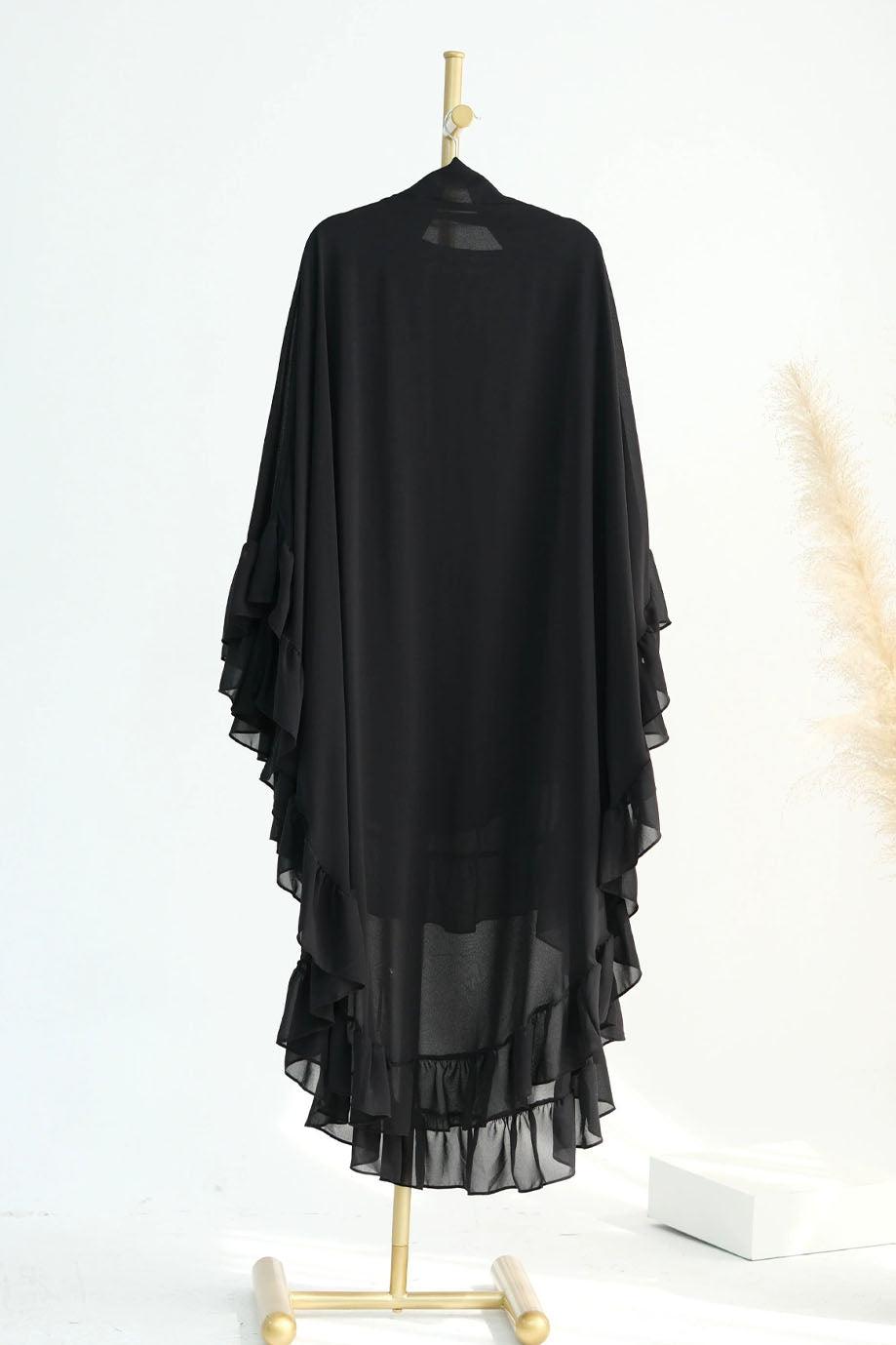 Double Layer Ruffle Maxi Hijab 926 – Black
