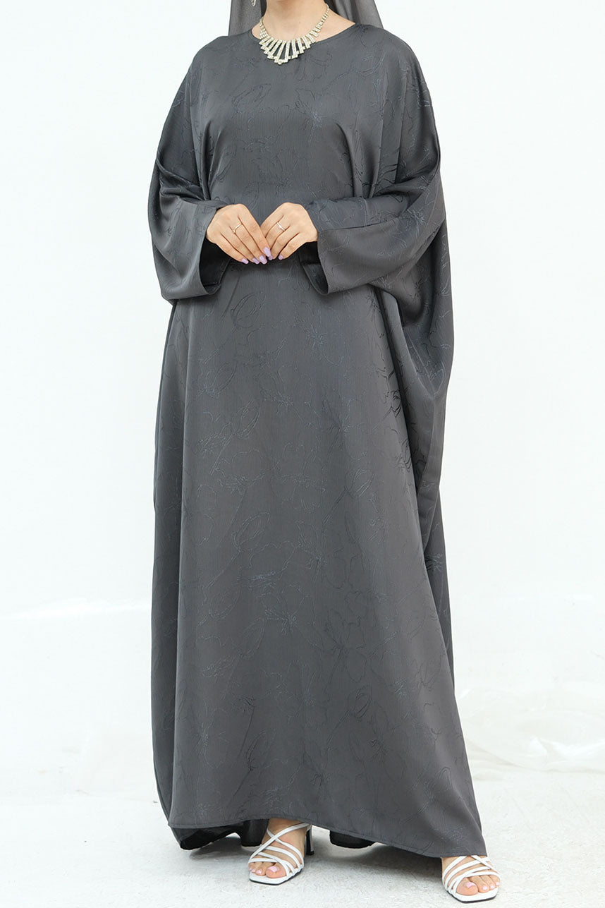 Horizon Subtle-Pattern Elegant  Abaya LRDB005 – Gray