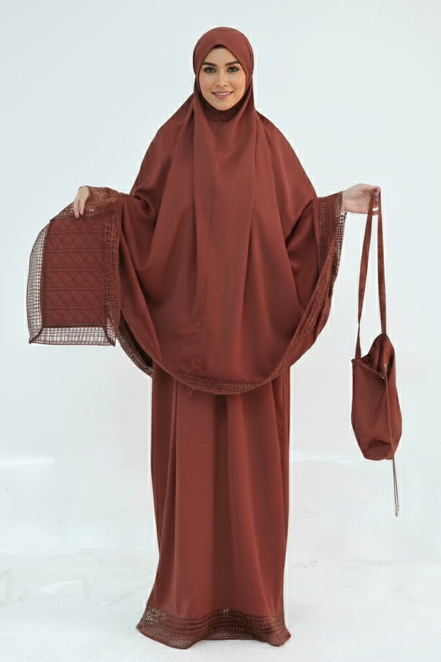 Azura Breathable Fabric Modest Prayer Set 956 – Terracotta