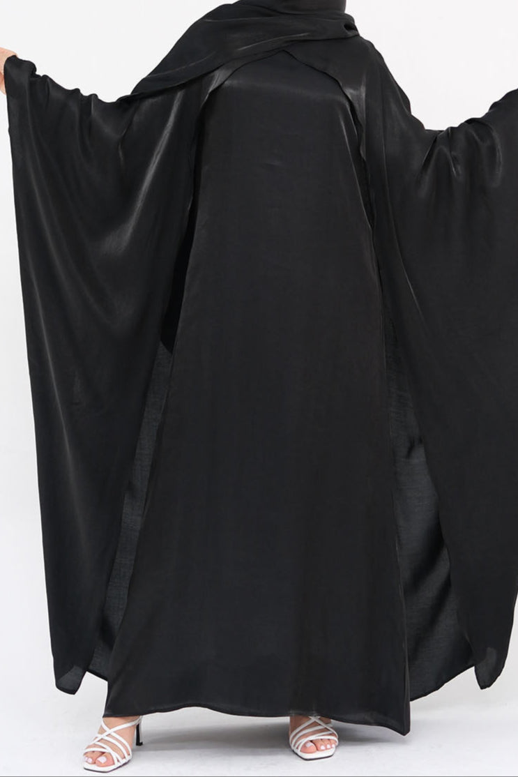 Solenne Pearl-Sheen Elegant Two-Piece Abaya 1028 – Classic Black
