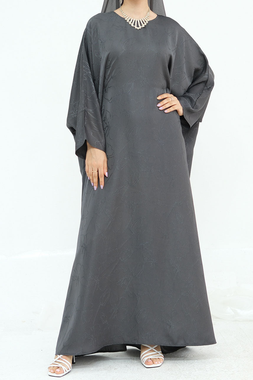 Horizon Subtle-Pattern Elegant  Abaya LRDB005 – Gray