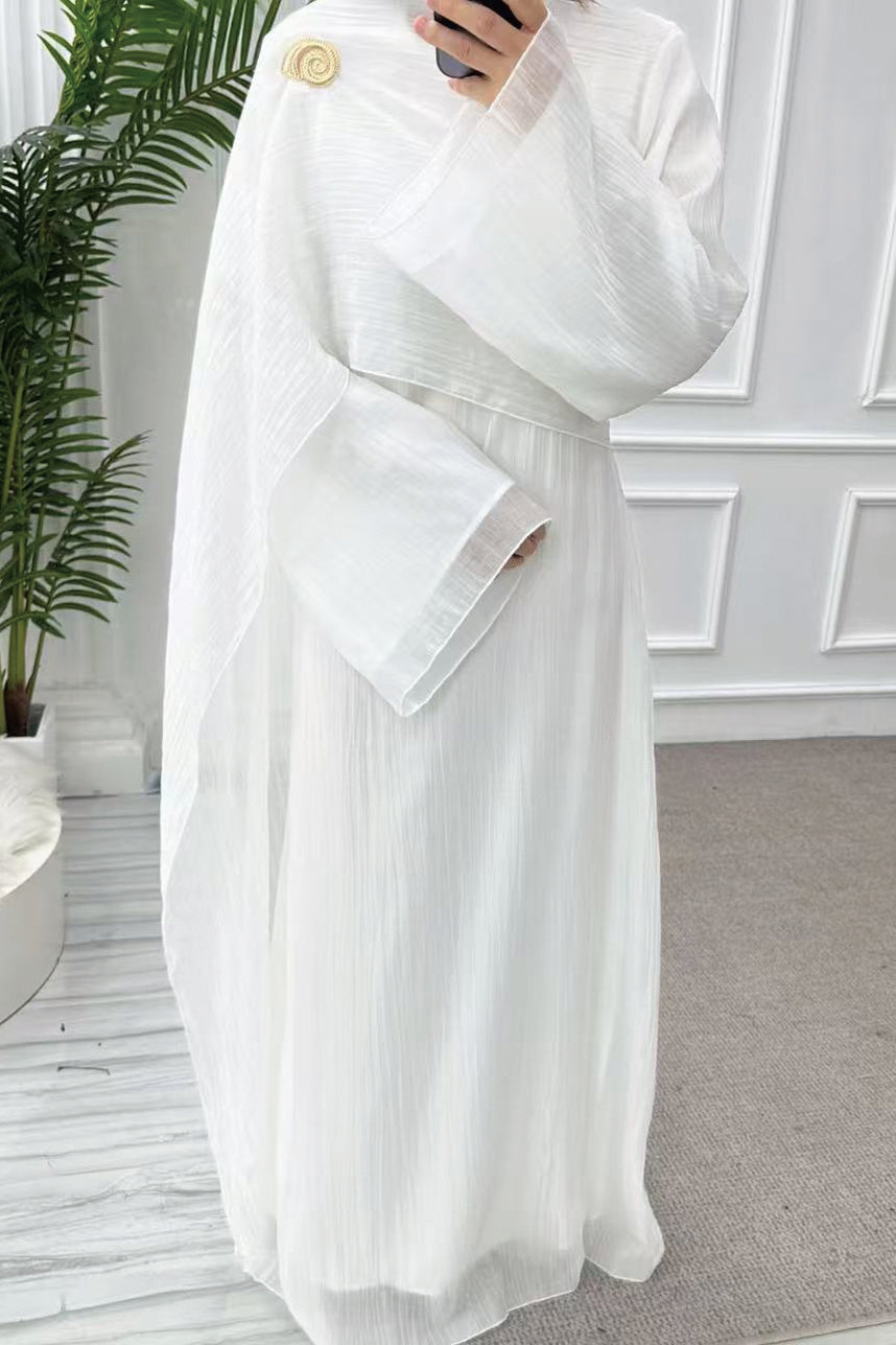 Serenne Double-Layer Elegant Modest Dress 1088 – White