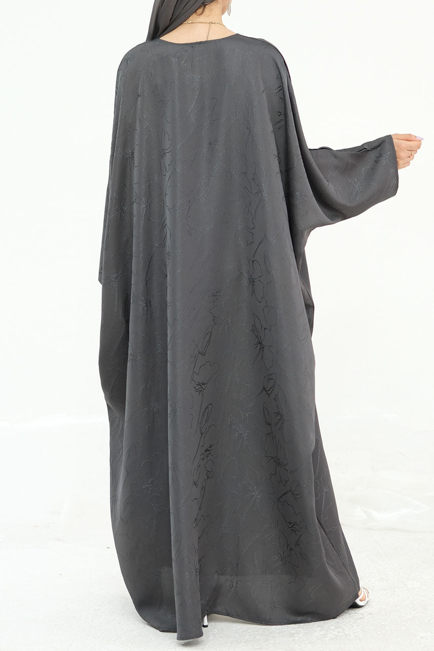 Horizon Subtle-Pattern Elegant  Abaya LRDB005 – Gray