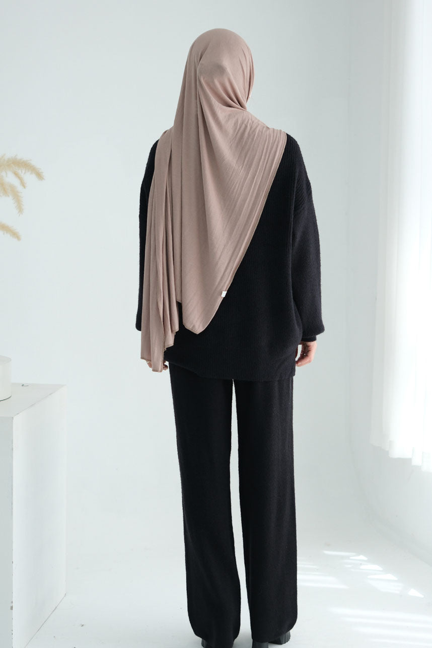 Monara Collared Thick-Knit Two-Piece Modest Set 008 – Black