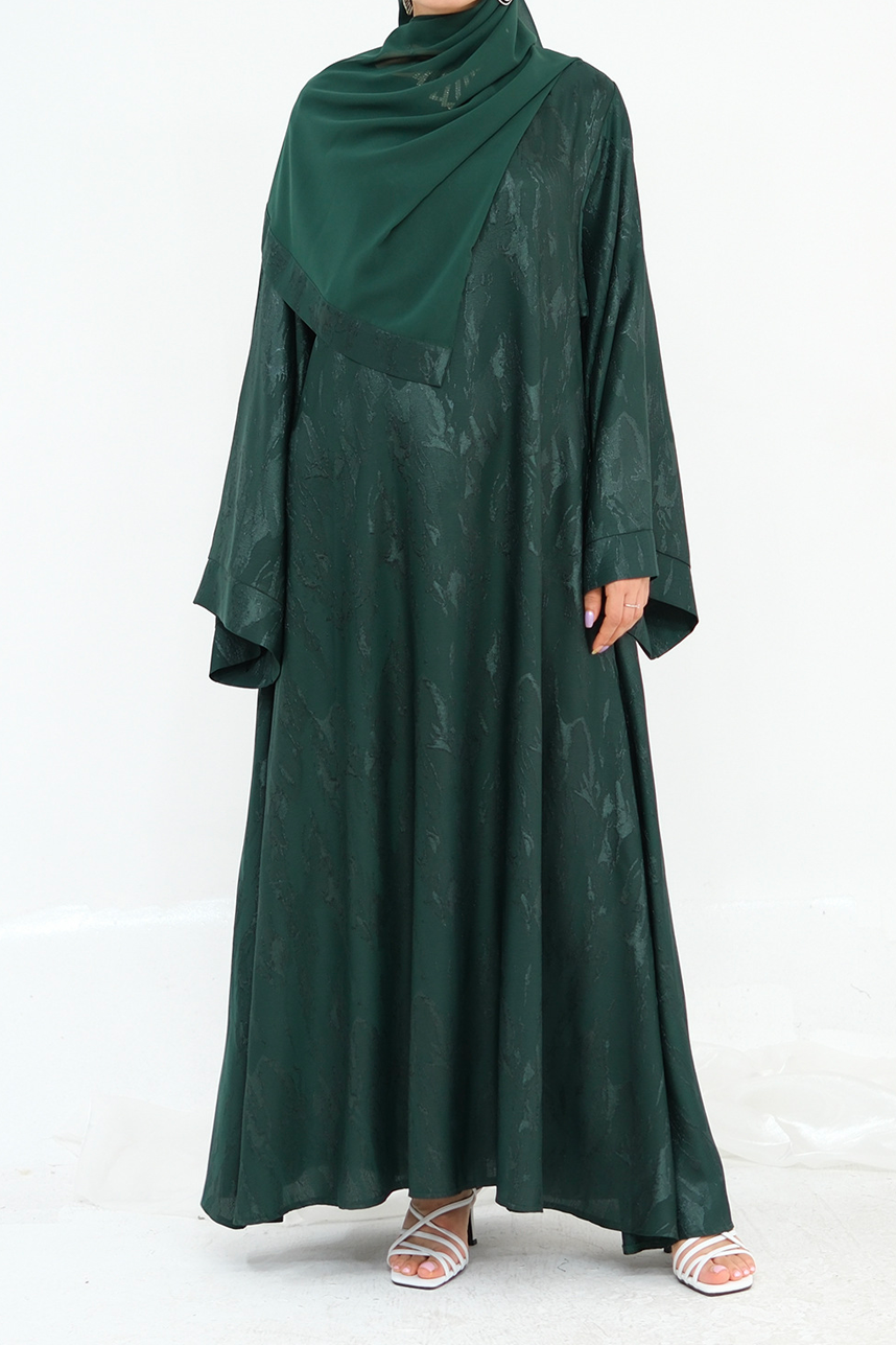 Opaline Textured-Jacquard Modest Maxi Dress DB001 – Emerald Gree