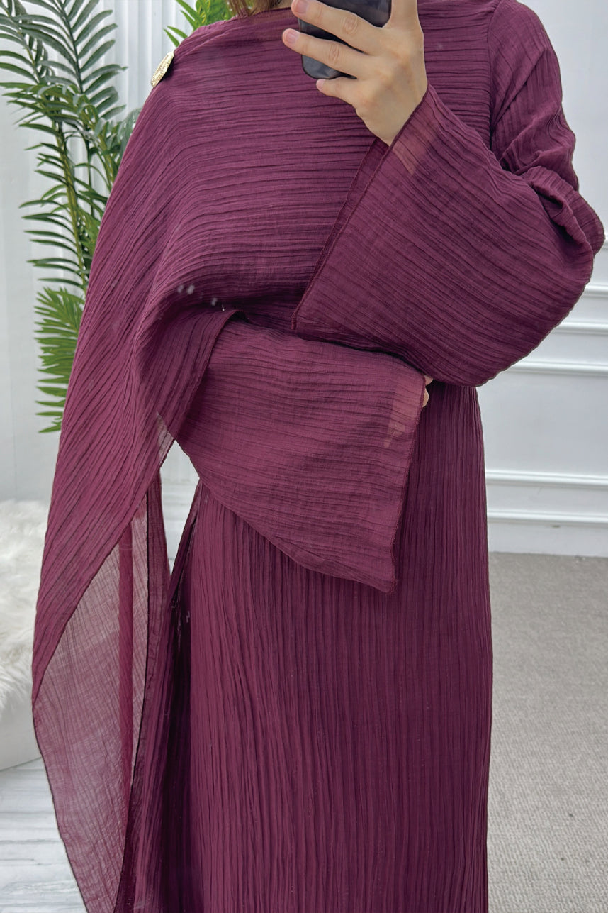 Serenne Double-Layer Elegant Modest Dress 1088 – Burgundy