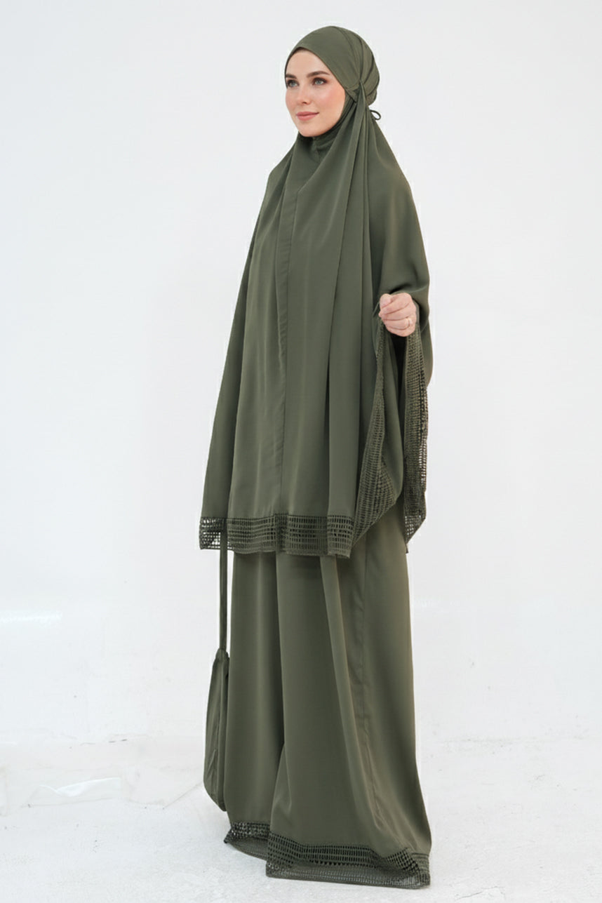 Azura Breathable Fabric Modest Prayer Set 956 – Olive