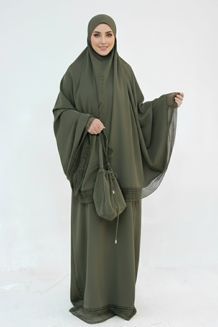 Azura Breathable Fabric Modest Prayer Set 956 – Olive