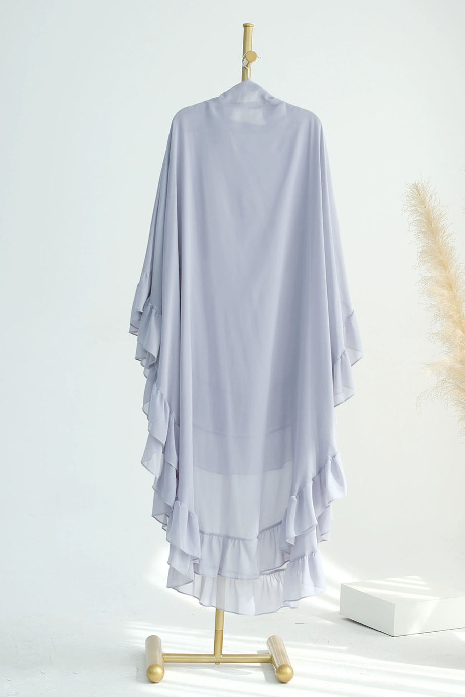 Double Layer Ruffle Maxi Hijab 926 – Light Grey