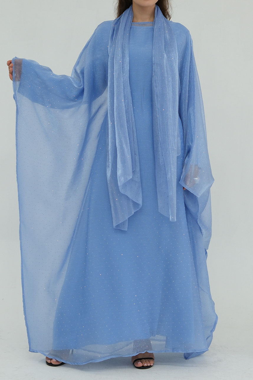Aria Rhinestone-Embellished Elegant  Dress 1045 – Light Blue