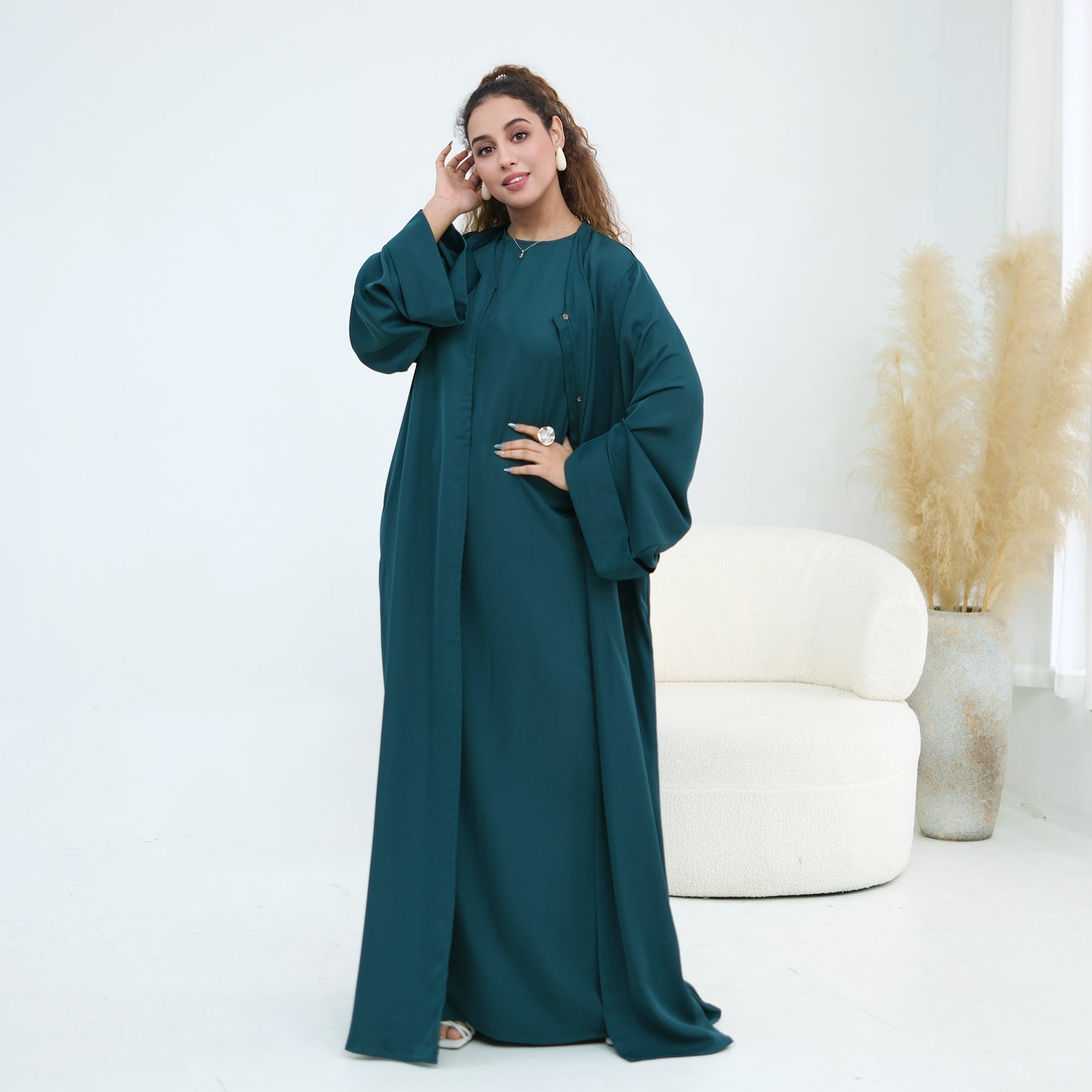 Long sleeved solid color plus size cardigan 1281+sleeveless inner layer 1266