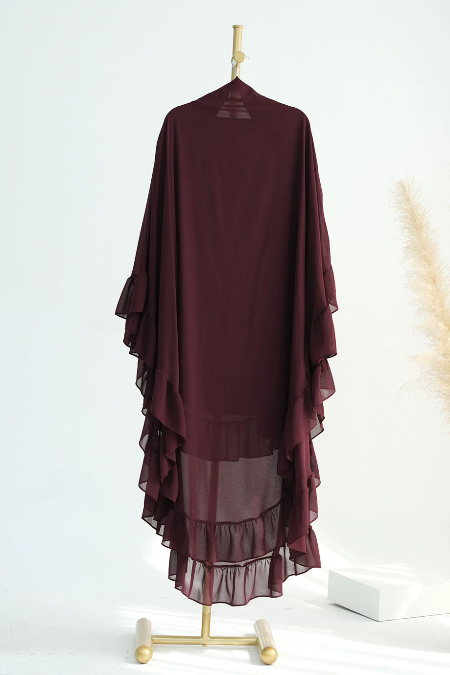 Double Layer Ruffle Maxi Hijab 926 – Wine Red
