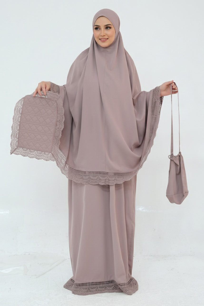 Dawnmist Lace Trim Modest Prayer Set 957 – Mauve
