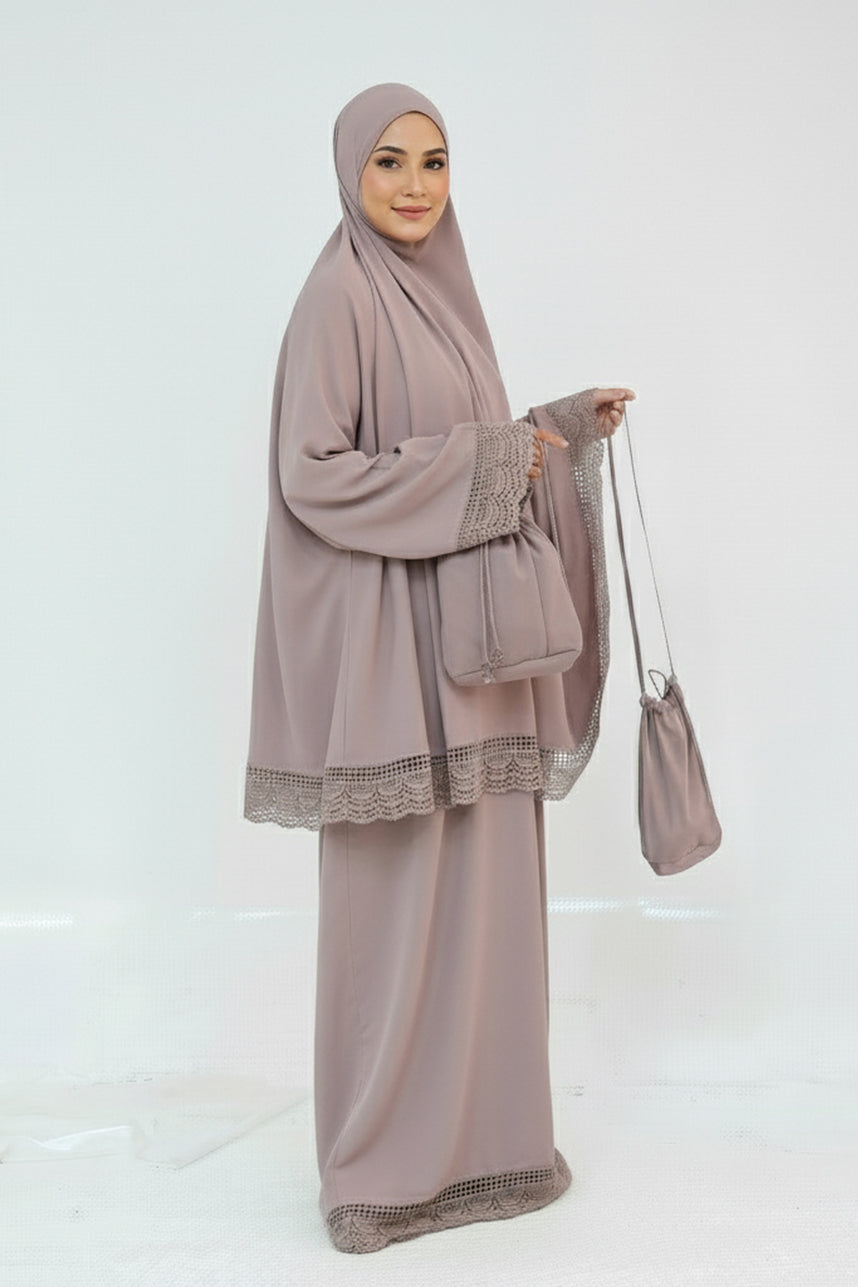 Dawnmist Lace Trim Modest Prayer Set 957 – Mauve