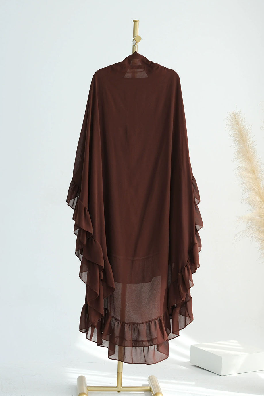 Double Layer Ruffle Maxi Hijab 926 – Coffee