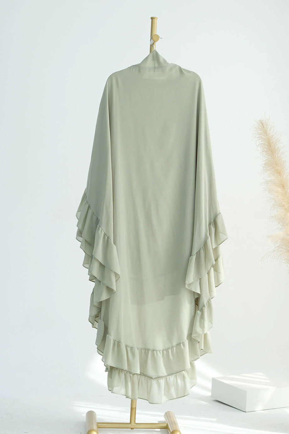 Double Layer Ruffle Maxi Hijab 926 – Olive Green