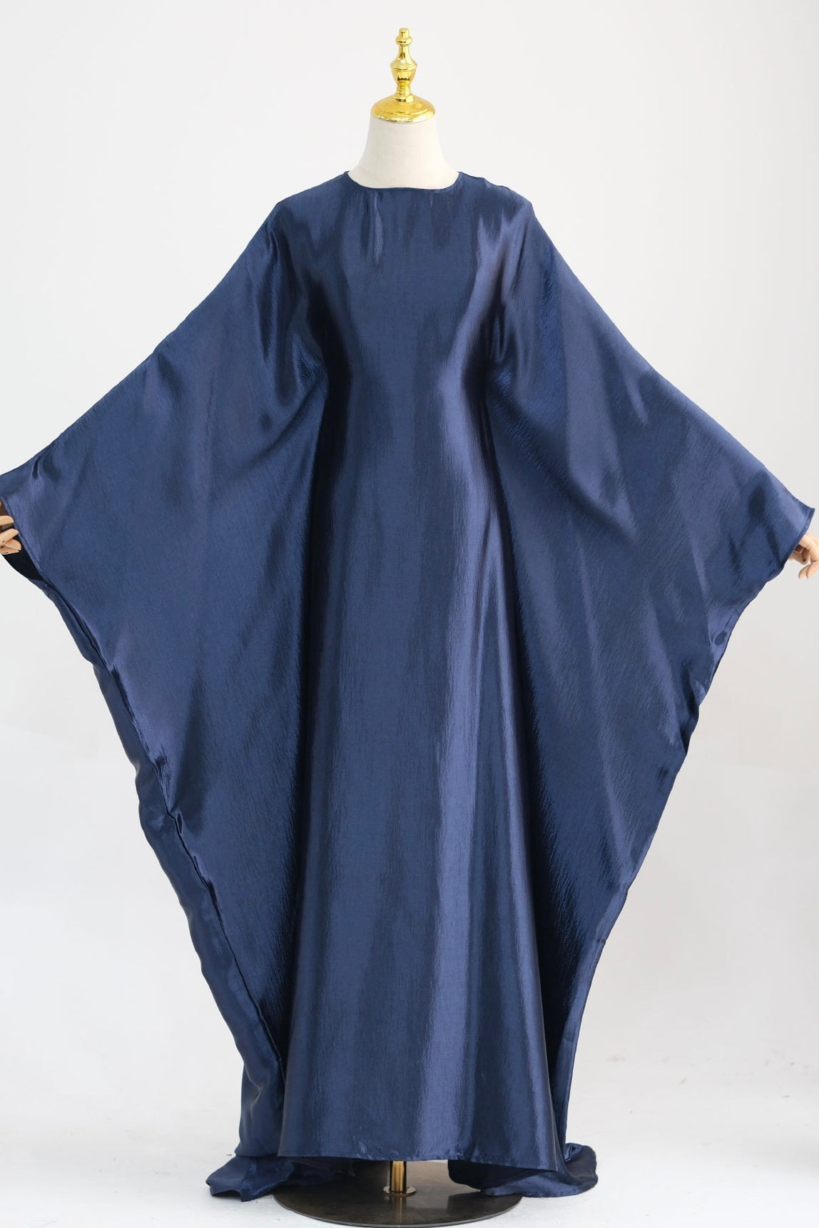 Jahari Shiny Batwing Butterfly Sleeve Maxi Dress Abaya 774-Dark Blue