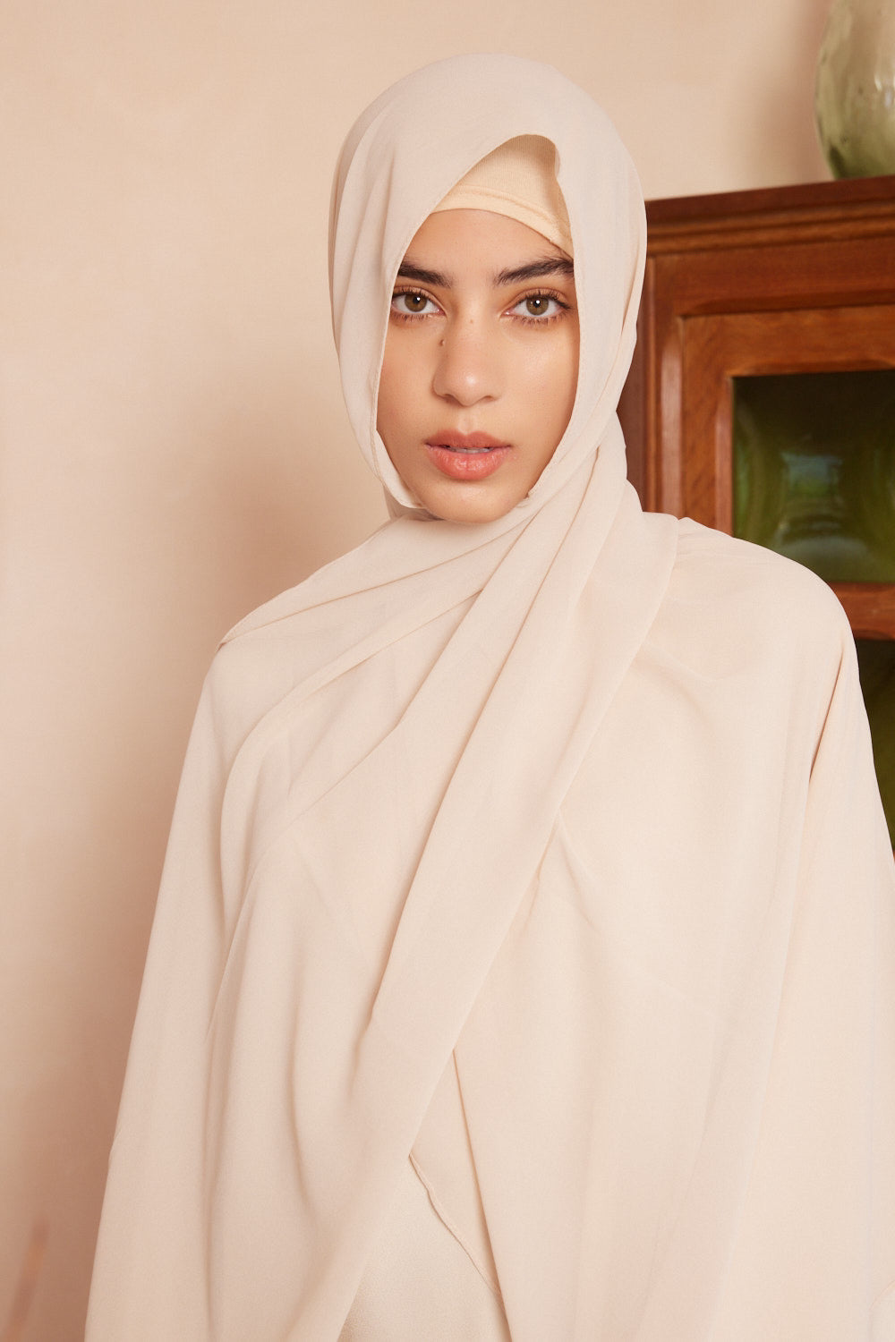 Plain Chiffon Hijab -Beige - Meliza